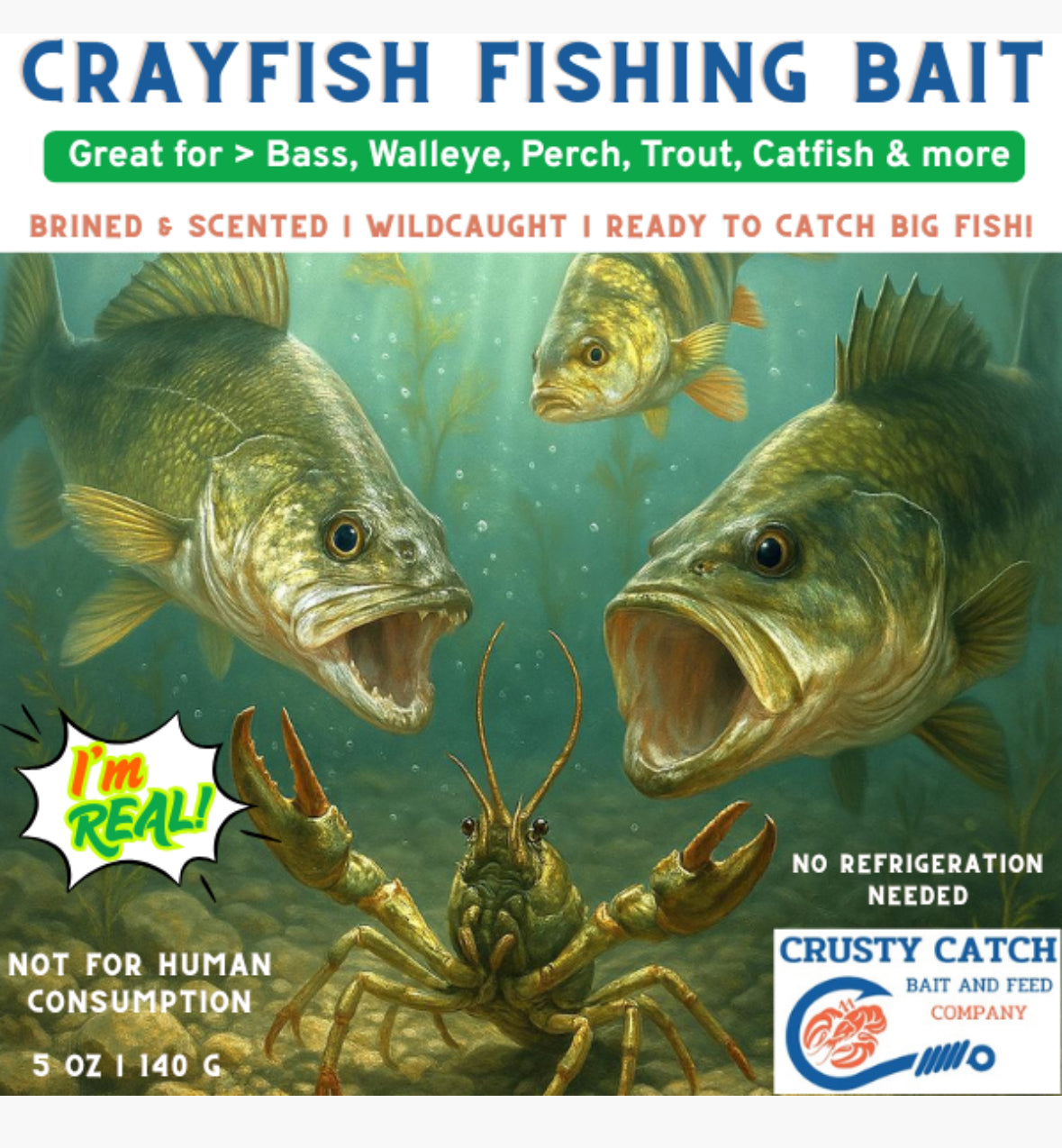 Preserved Crayfish Fishing Bait | Whole Crawfish | Scented and Brined